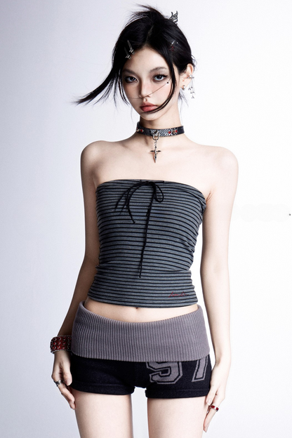 ribbon American striped stretch vest + top tube