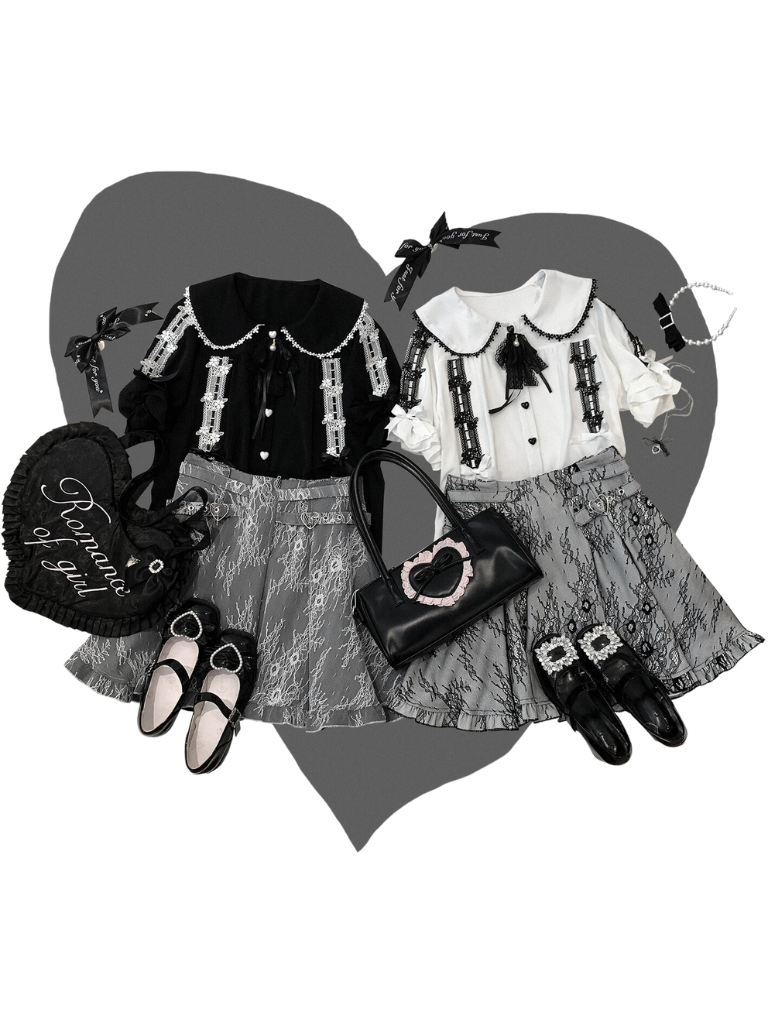 Rose Heart Lace Love Buckle Skirt