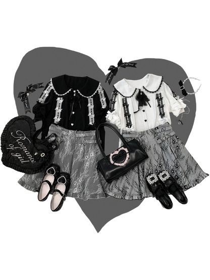 Rose Heart Lace Love Buckle Skirt