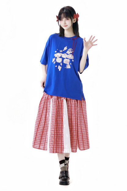 Skirt + Graffiti T-shirt Big Check Swing