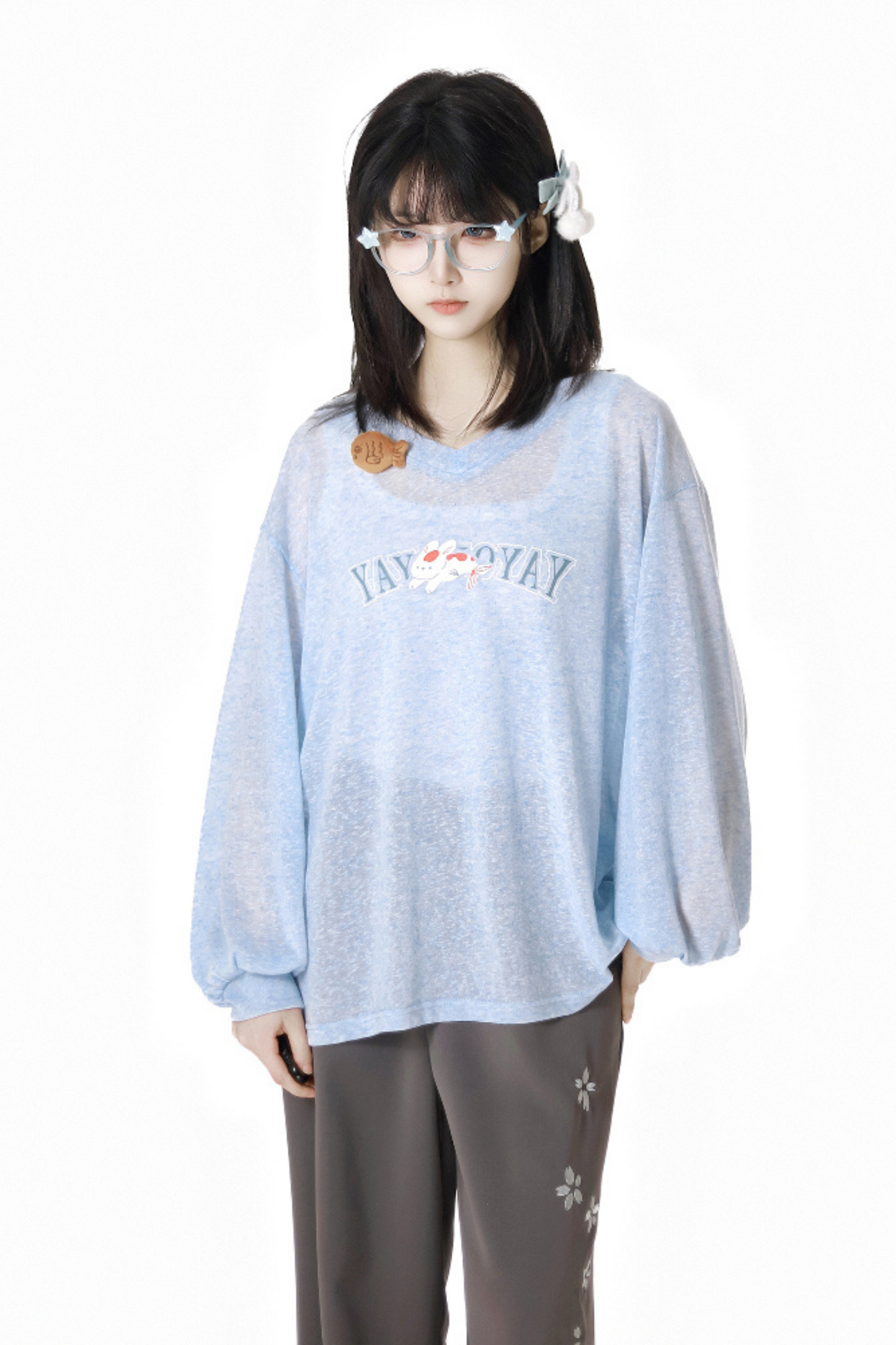 wide pants Loose light top +