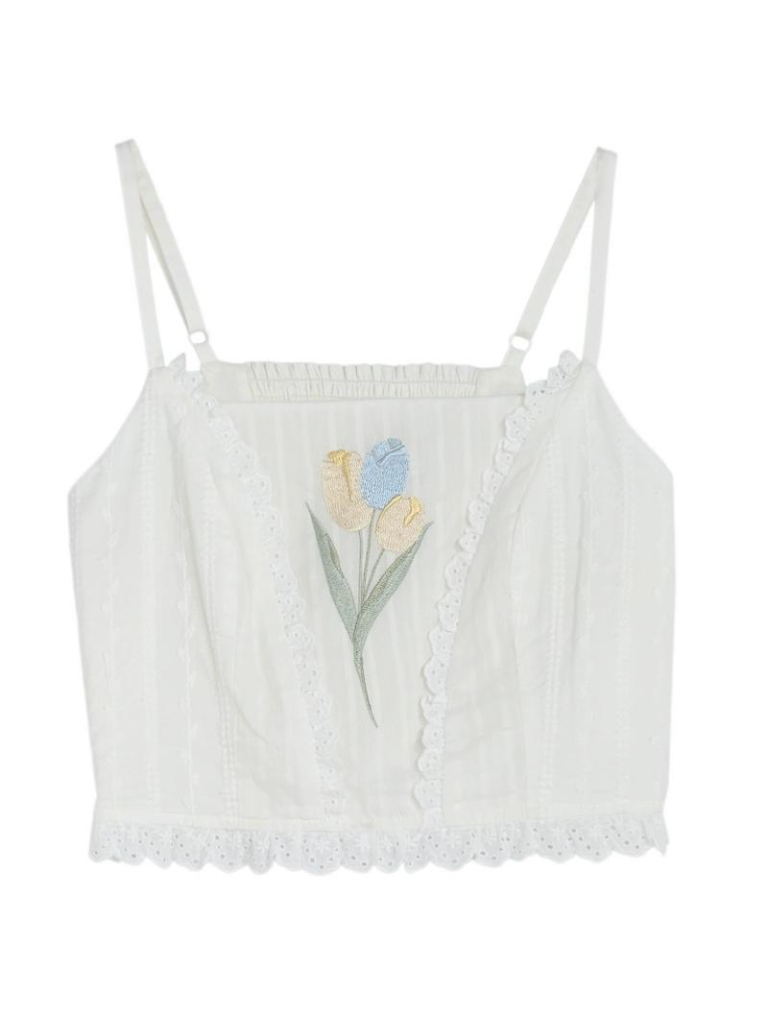 Fairy Style Openwork Knit Cardigan + Camisole Top + Long Cake Skirt