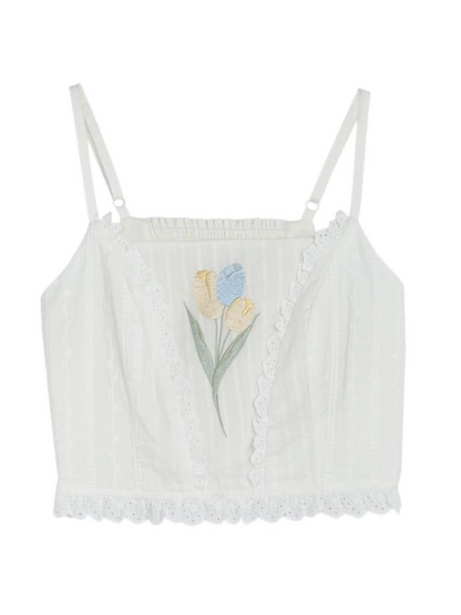 Fairy Style Openwork Knit Cardigan + Camisole Top + Long Cake Skirt