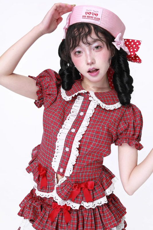Top Sleeve Check Puff Retro