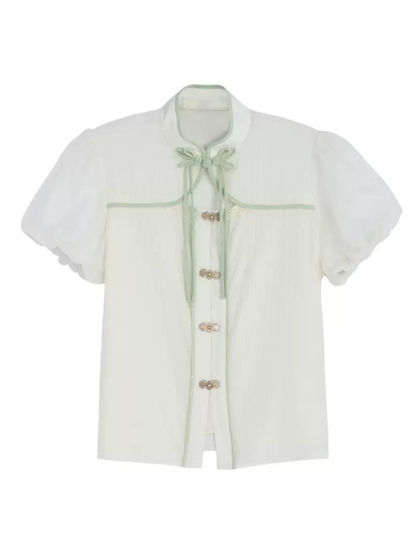 Ensemble chemise et jupe à manches longues Panda Kung Fu menthe + mousseline