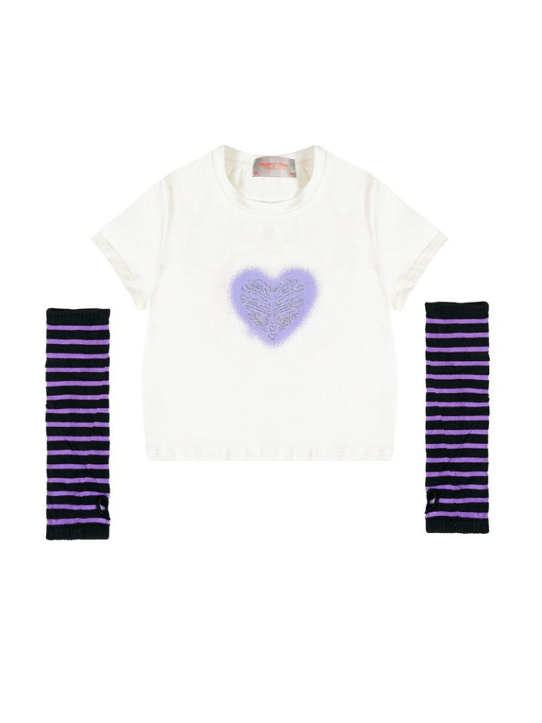 T-Shirt Sleeve American + Short Print Love