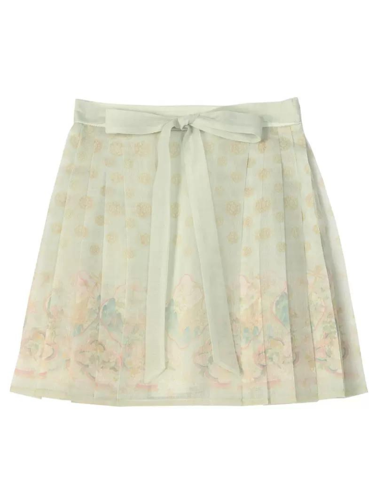 Ensemble floral en mousseline de soie légère de Chine verte