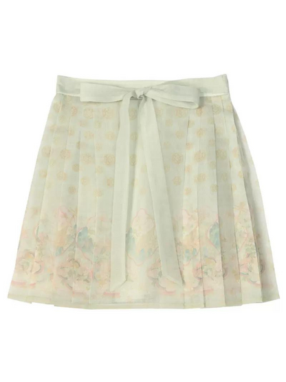 Ensemble floral en mousseline de soie légère de Chine verte