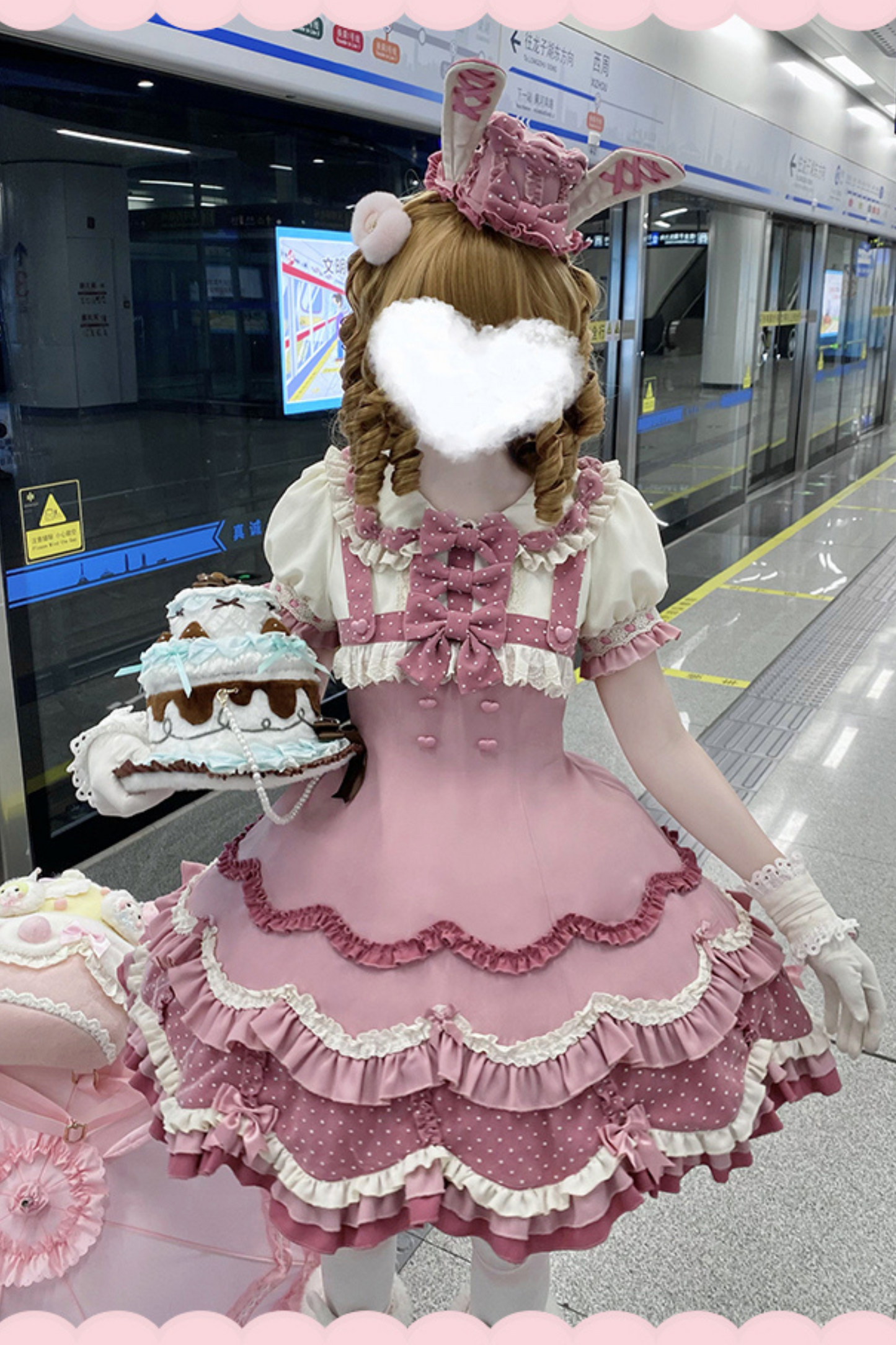 Ohrenkuchen täglich + Kaninchen Kirsche Lolita Bunny Hut Kleid