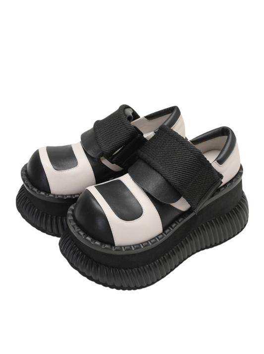 Platform Casual Shoes Leather Velcro