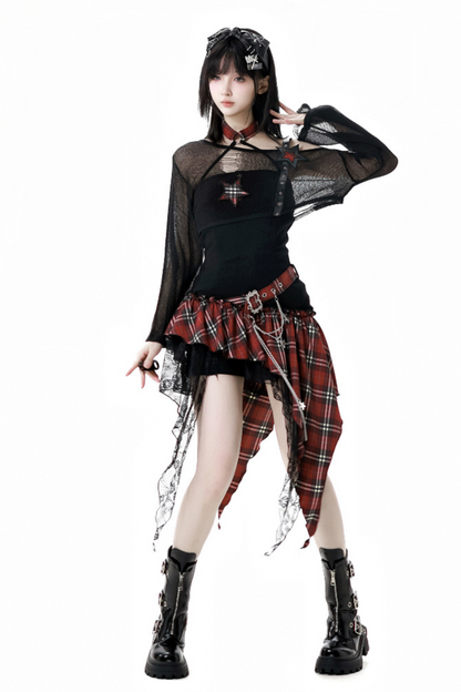 Chic Shoulder Rock Short One Dress + Shorts Top Check