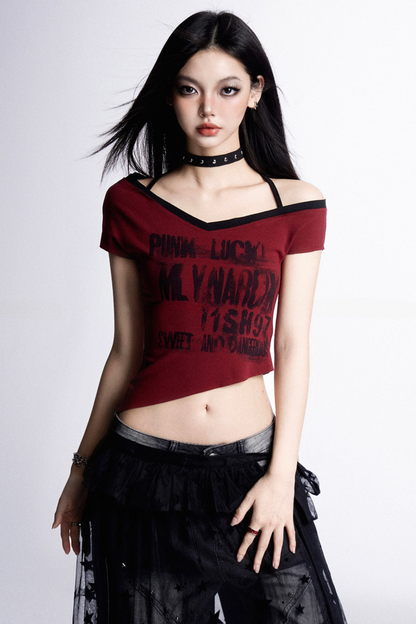 Asymmetric T-shirt Cool Sweet