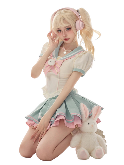 Chemise de marin à col glace + jupe d'eau de lapin