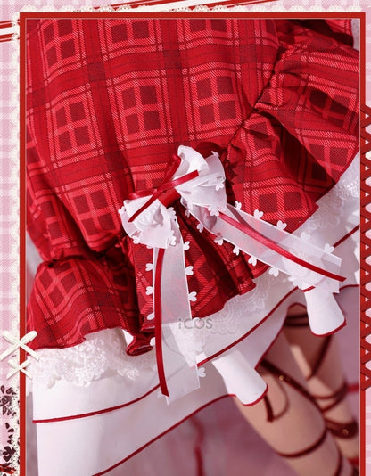 Shugo Chara Hinamori Amu Red Plaid Dress Lolita-Style Cosplay Costume