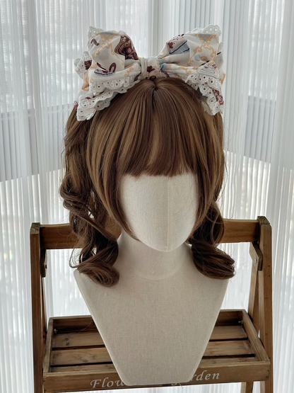 Nœud papillon imprimé lapin Sweet Lolita KC + pinces à cheveux nœud