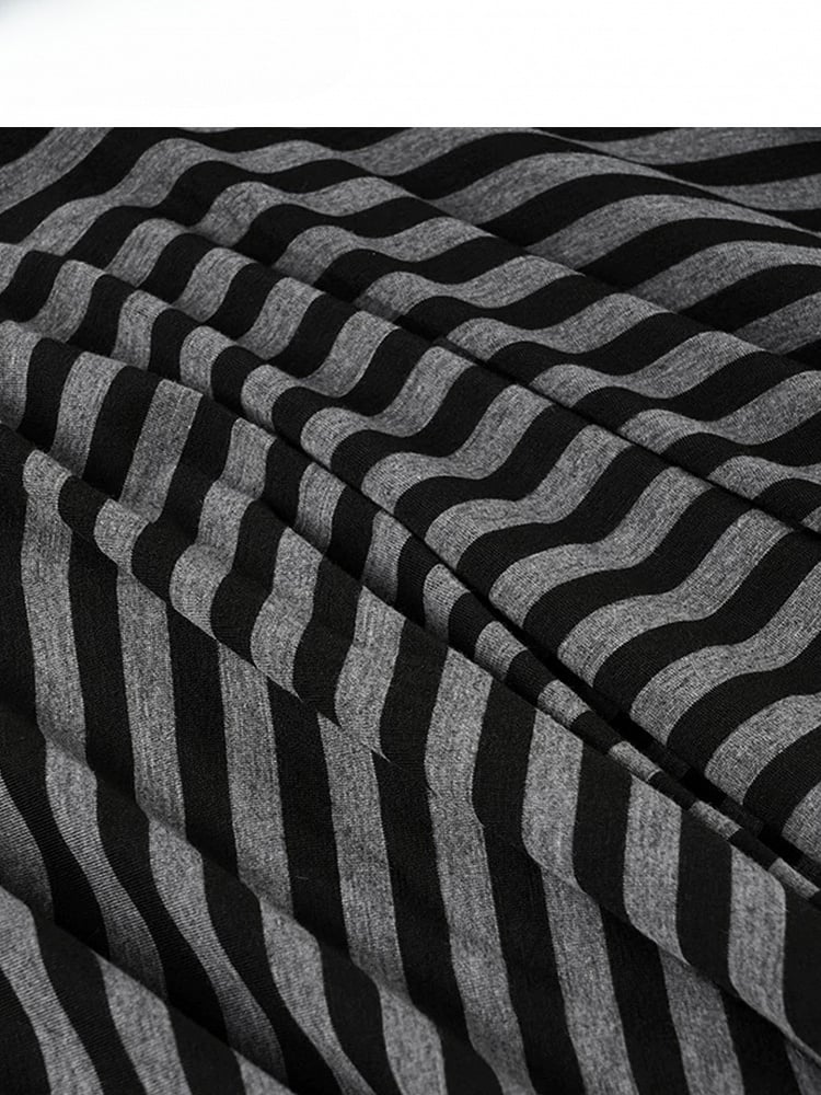 Striped Pattern Y2K Black Handkerchief Hem