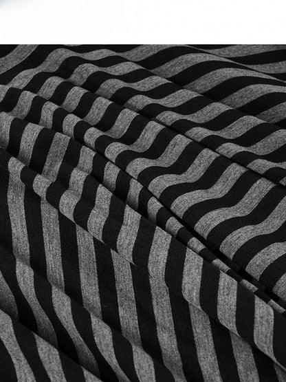 Striped Pattern Y2K Black Handkerchief Hem
