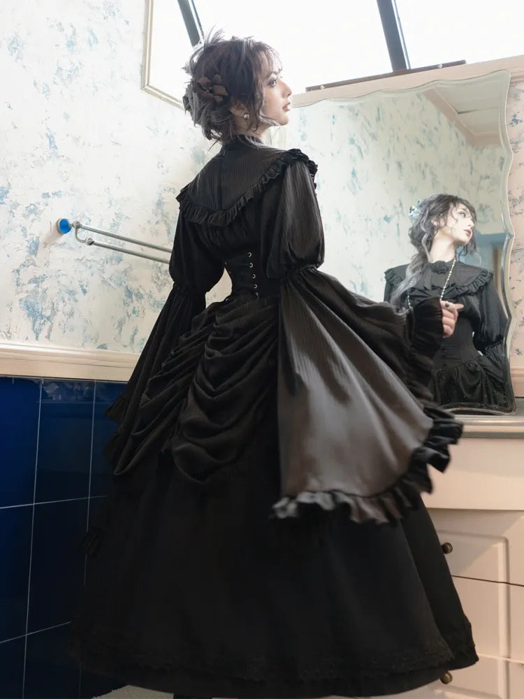 Boned High Corset Waist Aristocrat Victorian Skirt Belt Gothic Black Lolita