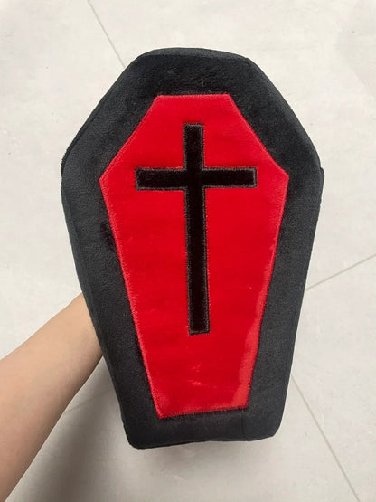 Black & Red Gothic Cross Coffin-Shaped Medium Bag with Skeleton