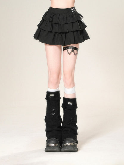 Tiered Skirt Black Glamorous Lined