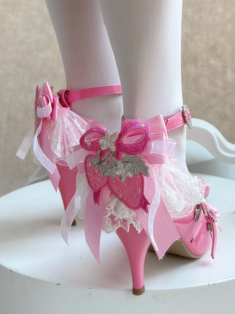 Lolita Elegant Heels in Bow Barbie with Pink Top