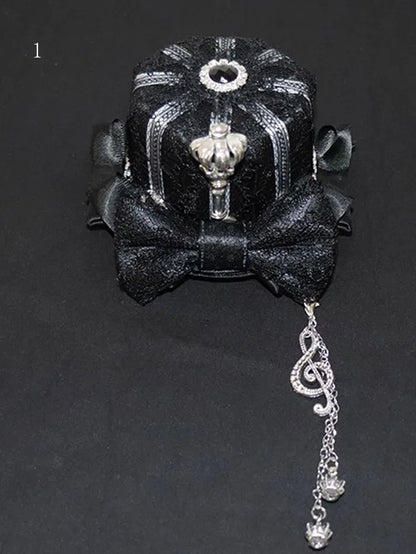 With Charm Crown Chain Black Mini Silver Hat Notes And Musical