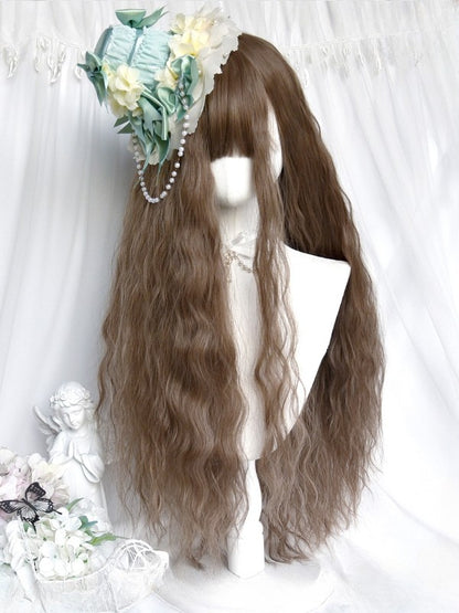 Length Bangs Full Wavy With 80CM Brown Wig