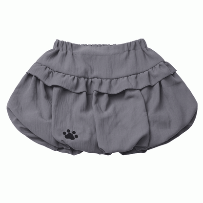 Paw Embroidery Bubble Skirt Cat Gray