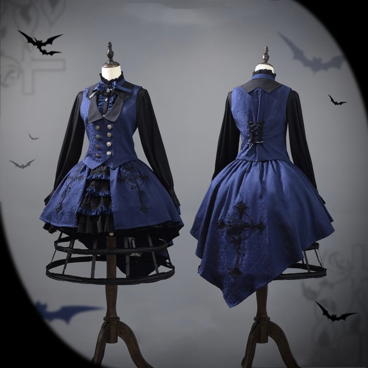 Ouji Fashion Dark Blue Waistcoat Black Butler Ciel Phantomhive Vibes