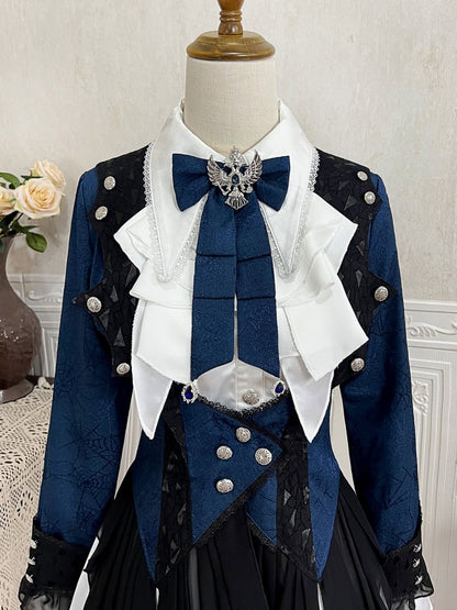 Gothic Ouji Lolita Ciel Vibes Dark Blue Prince Coat Outfit