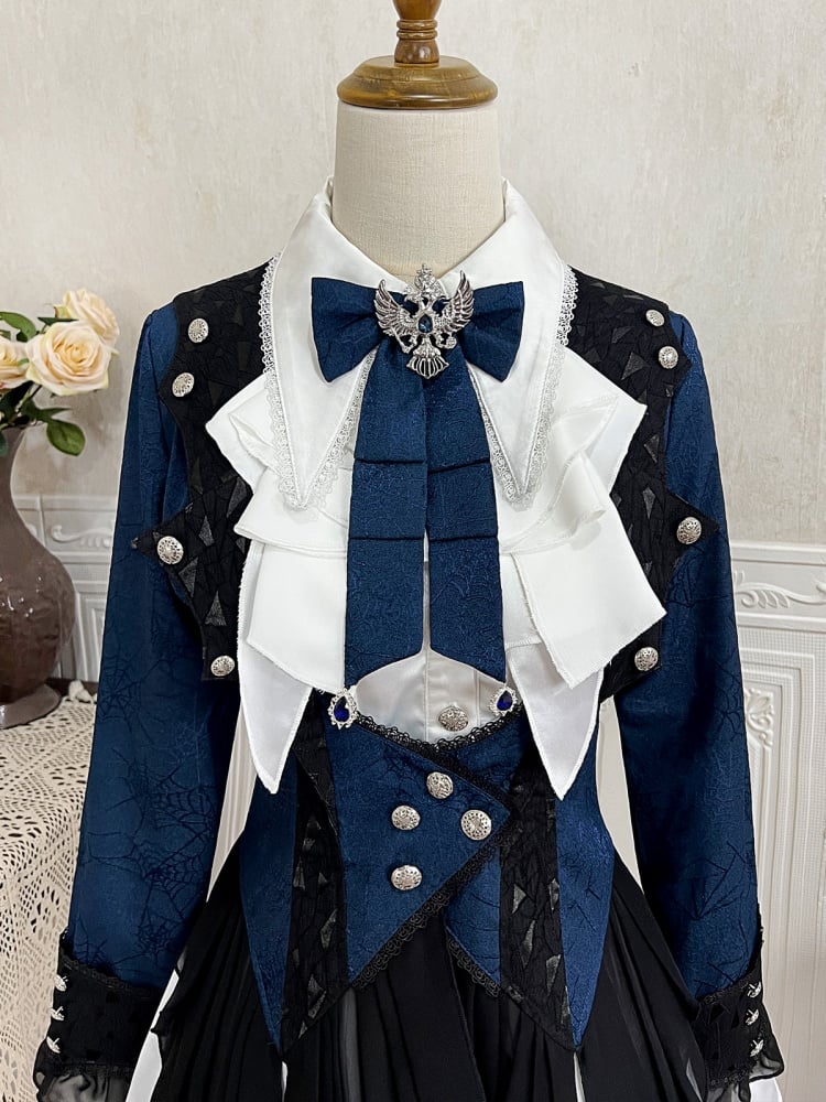 White Long Sleeves Pointed Flat Collar Prince Ouji Long Shirt