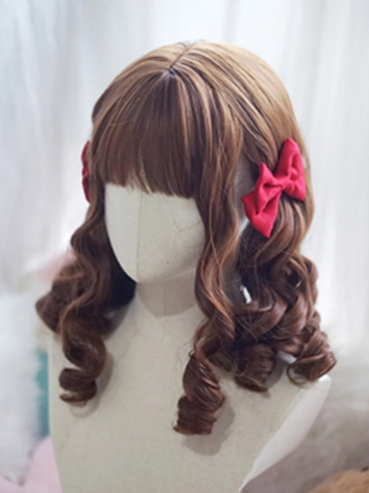 Blonde/Brown/Black/White/Red Above Bust Length Roman Curly Wig With Full Bangs