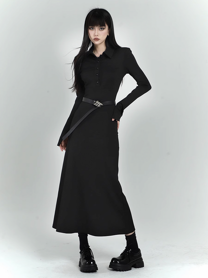 Robe chemise noire ajustée