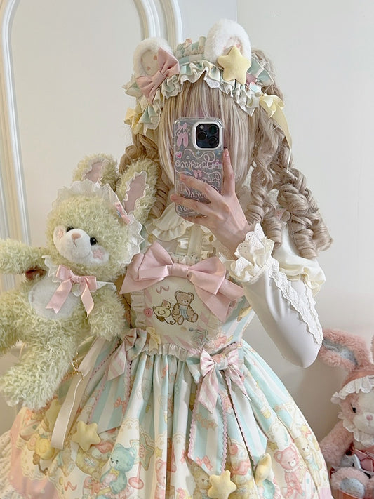 Serre-tête oreilles d'ours en peluche avec nœud papillon et étoile