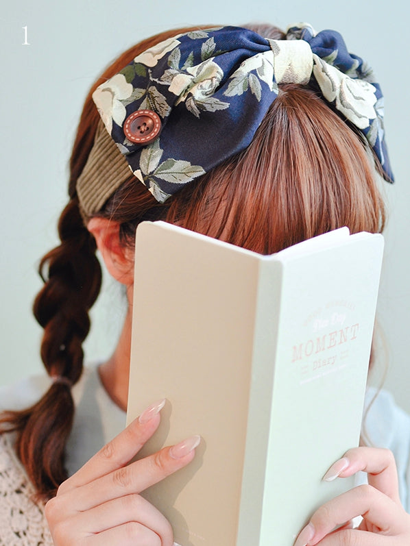 Button Hairband Print 2 Decorated Options Floral