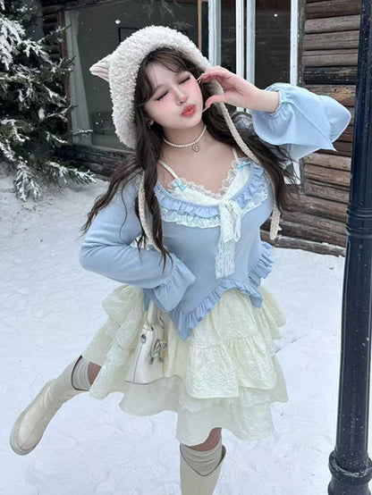 Plus Size White Lace Accents Floral Jacquard Tiered Skirt