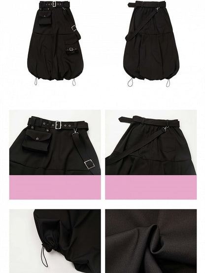 Techwear with Skirt Cargo Black Pockets Bubble Futuristic