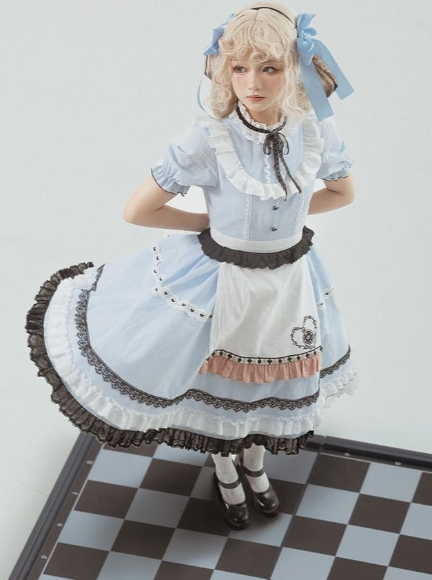 Apron Girl Sweet Dress Check + Bunny