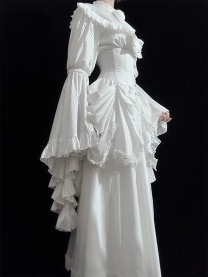 Gothic Skirt White Aristocrat Bust Lolita Boned Waist Under Corset High
