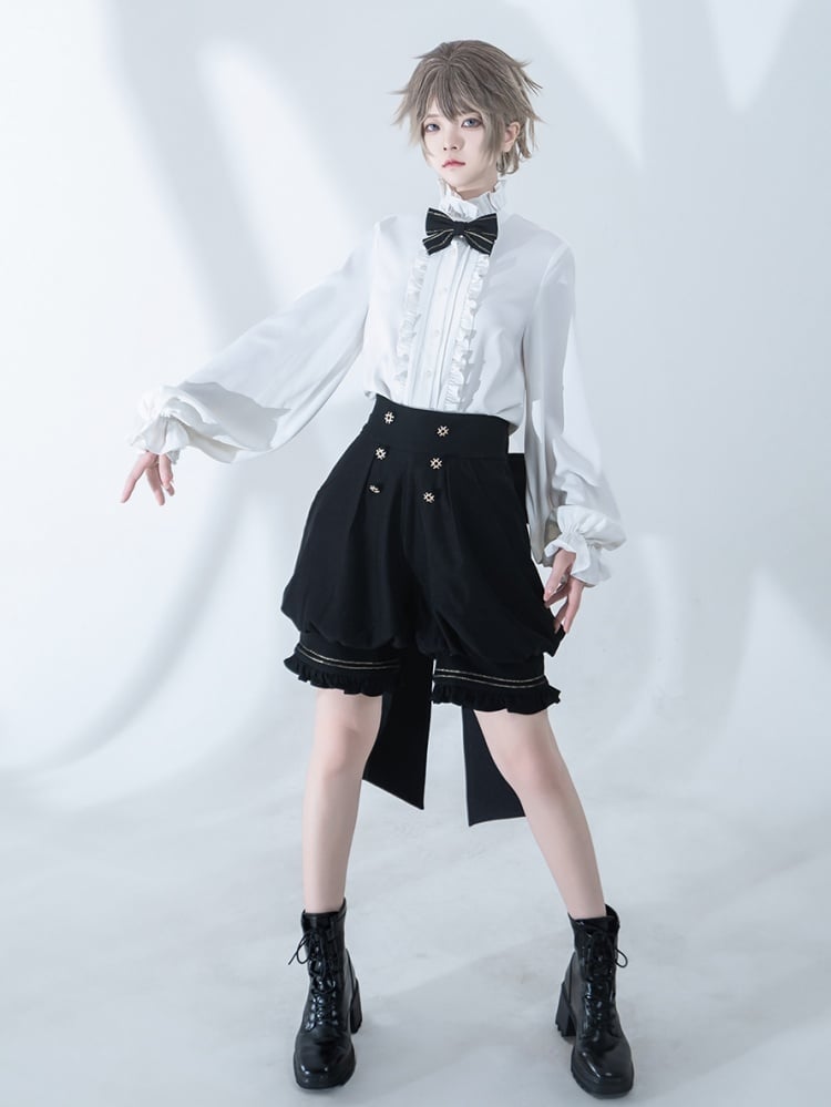 Black Ouji Fashion Prince High Waist Shorts