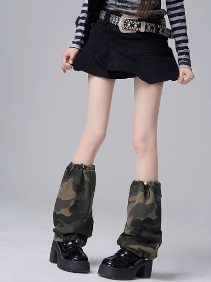 Drawstring Camo Pattern Wasteland Punk Leg Warmers