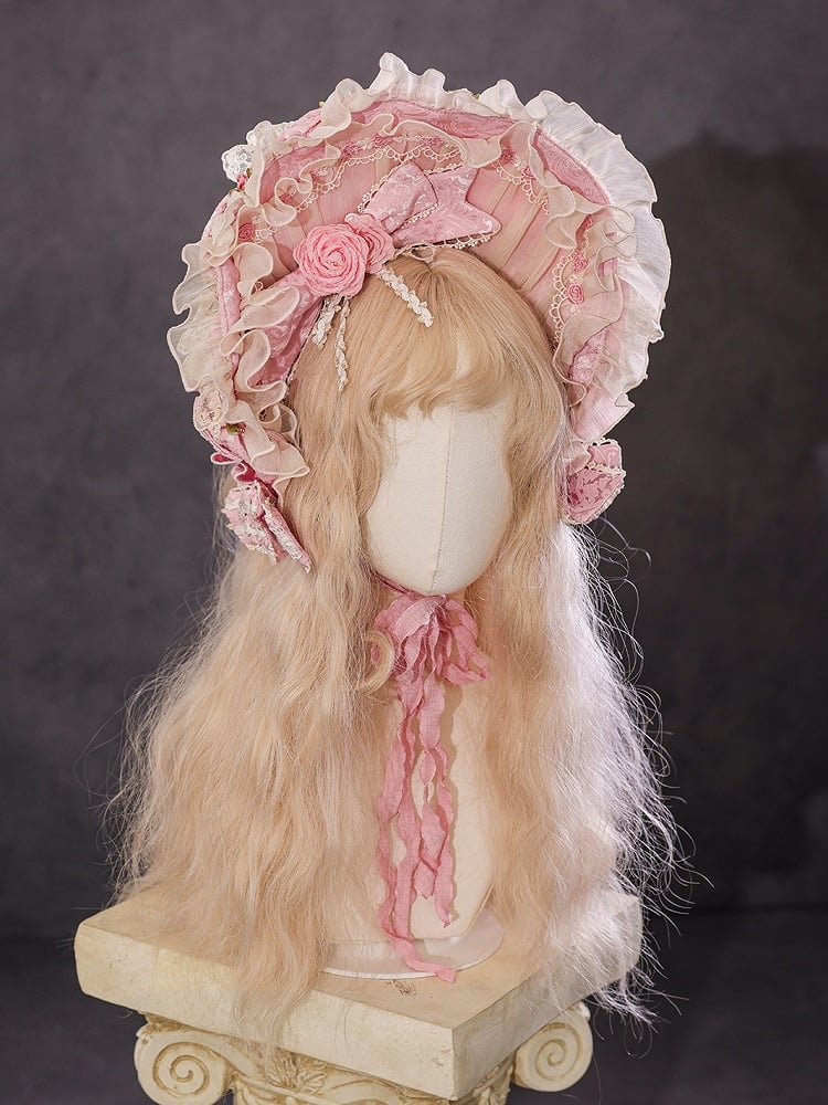 Pink / Red / Black / Green / Gray / Beige / Blue Lolita Bonnet