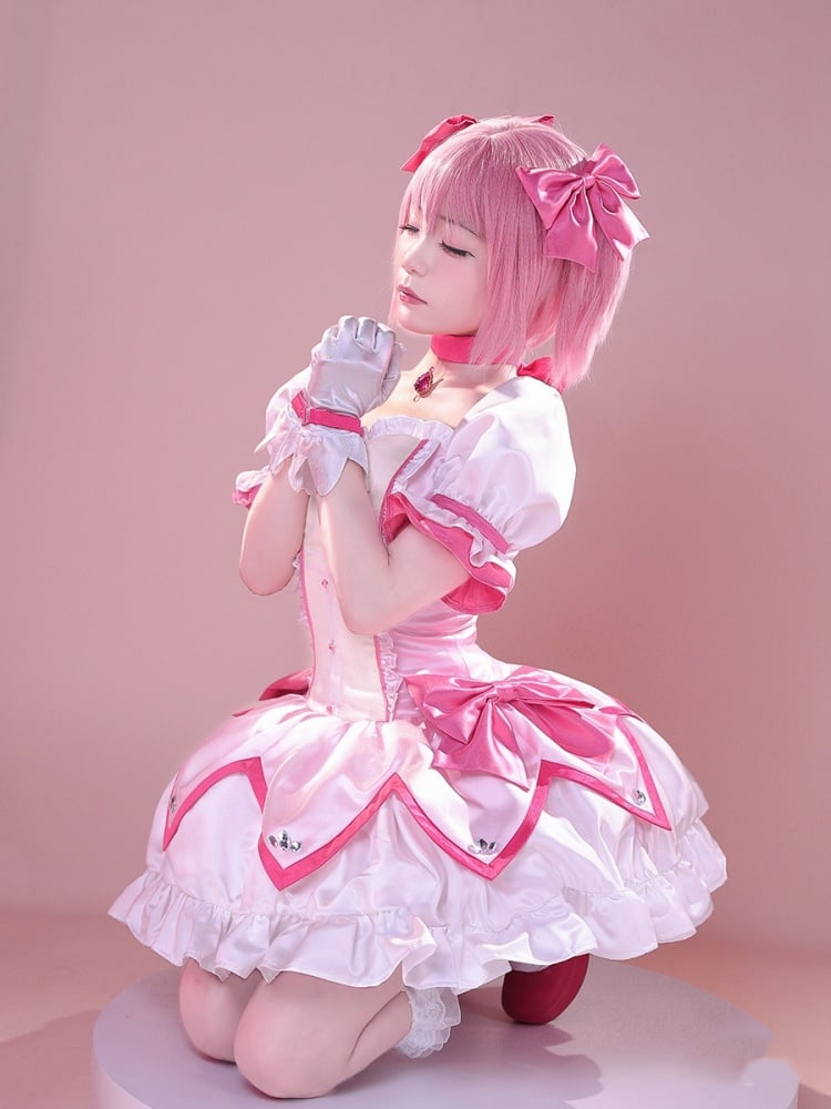 Puella Magi Madoka Magica Kaname Madoka Pink Dress Lolita-Style Cosplay Costume