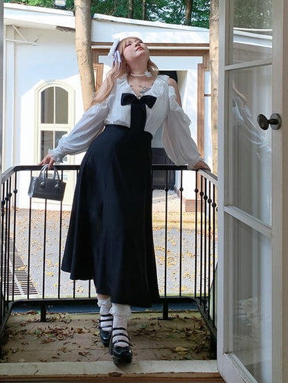 / Bowknot Abnehmbare Schulter Plus Größe Schwarz Taille Kleid Ausschnitt mit Hohe Rosa und