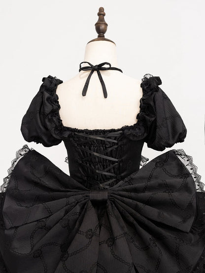 Corset Black Big OP Dress Lolita with Skirt Ruffle Princess Waist