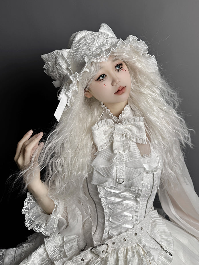 / Hood Cat Ears White Black Red