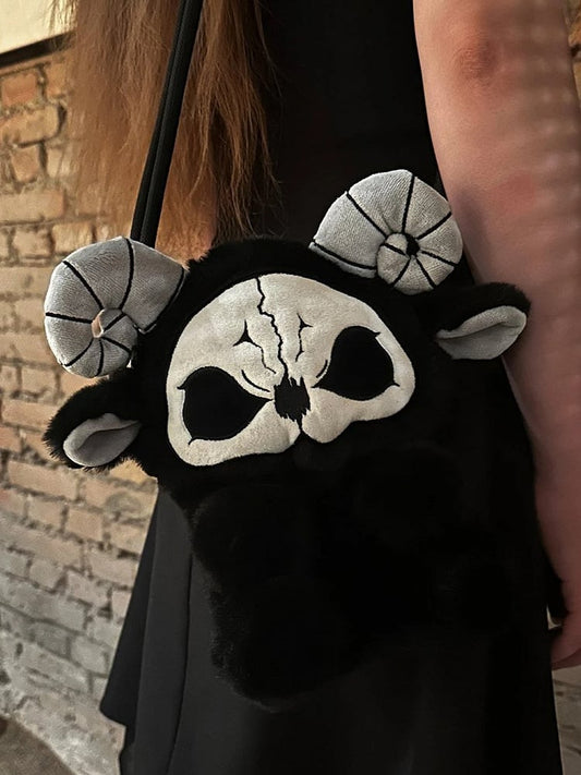 Black Grim and Doll Y2K Gothic Bag Plush White Reaper