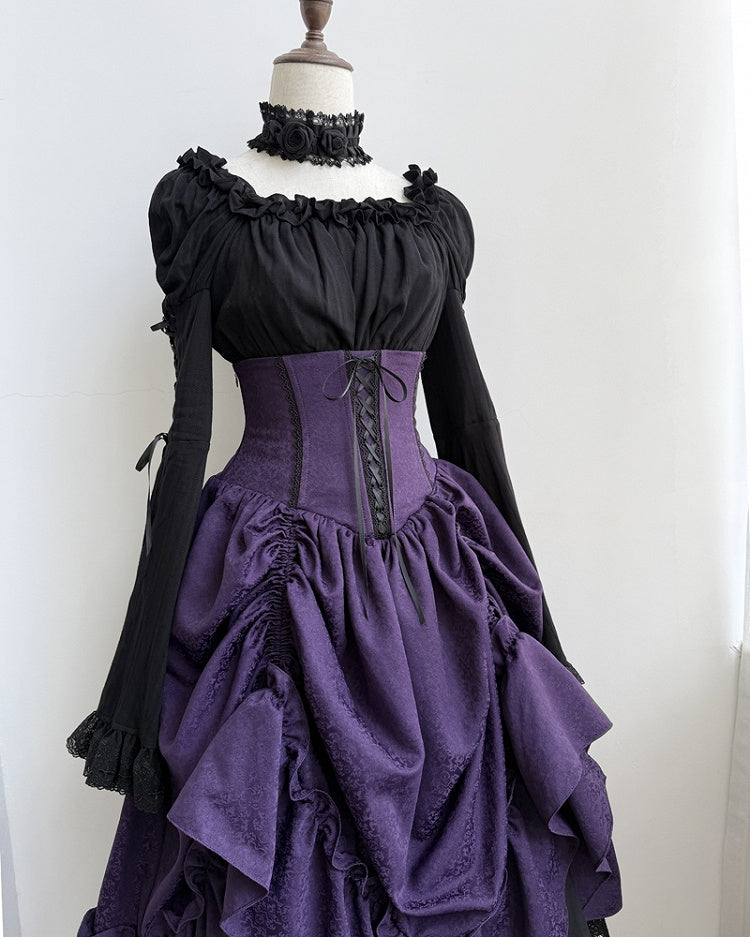 Choker Schwarz Rot Blau Dunkel / Lila Rosen