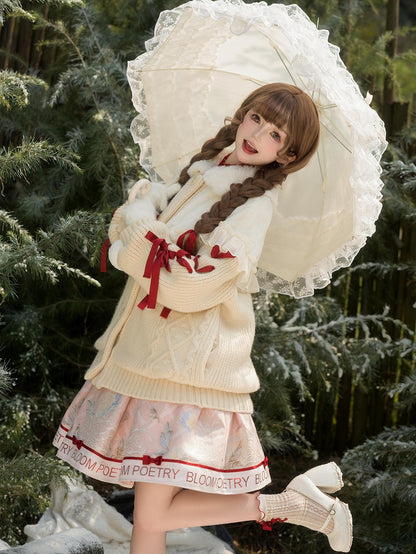 Plush Cardigan Creamy Winter White Cozy Collar Sweater
