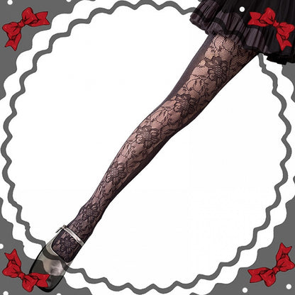 and Pattern Leaves Floral Lace Tights Fishnet